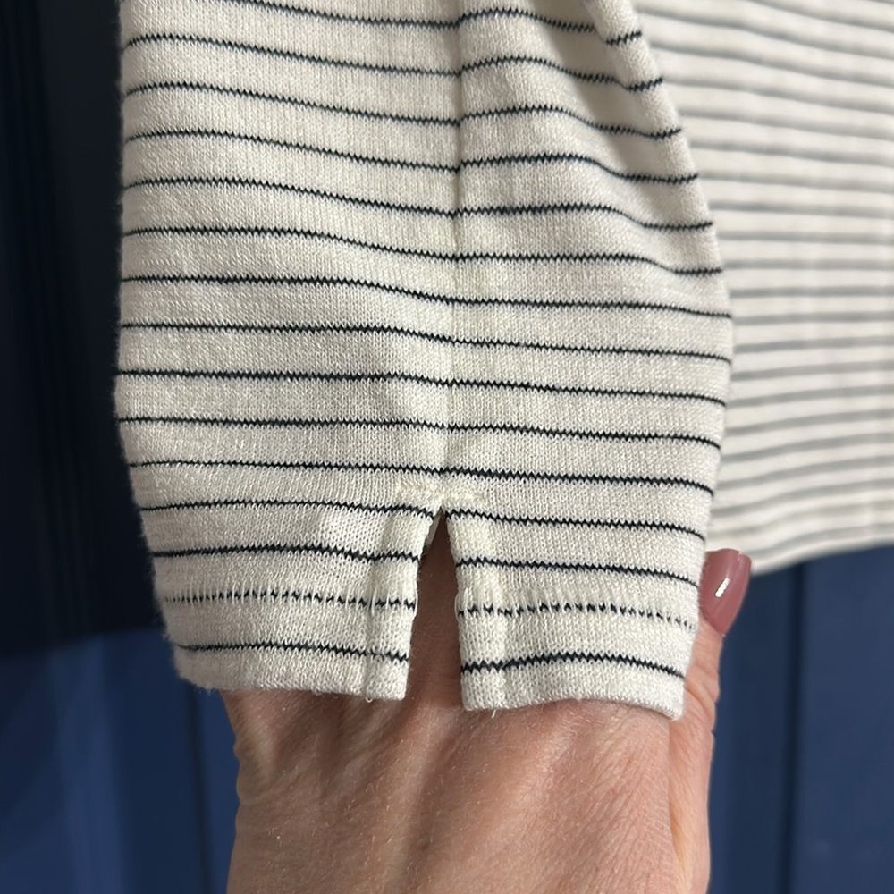 Rag & Bone knit polo shirt (white with black stripes). Size small. EUC - Picture 6 of 6
